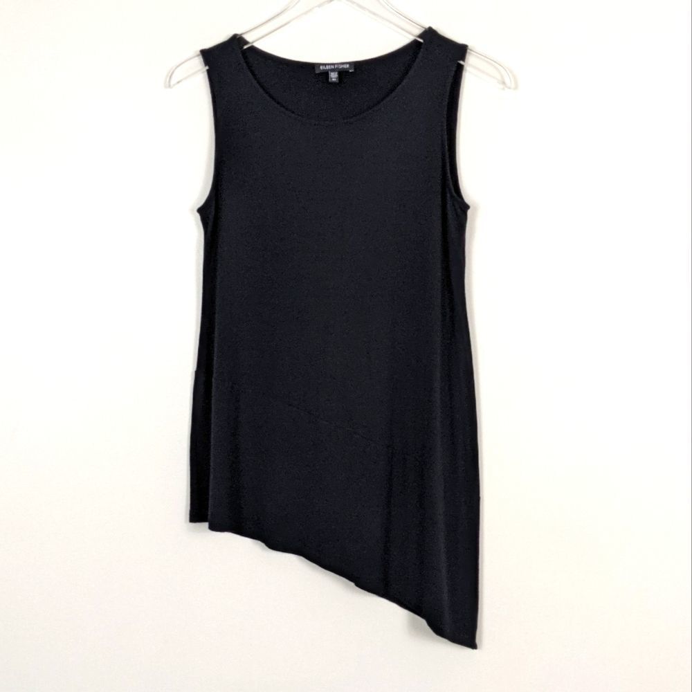 Eileen Fisher Black Sleeveless Tunic Top Women's XS - Picture 3 of 9